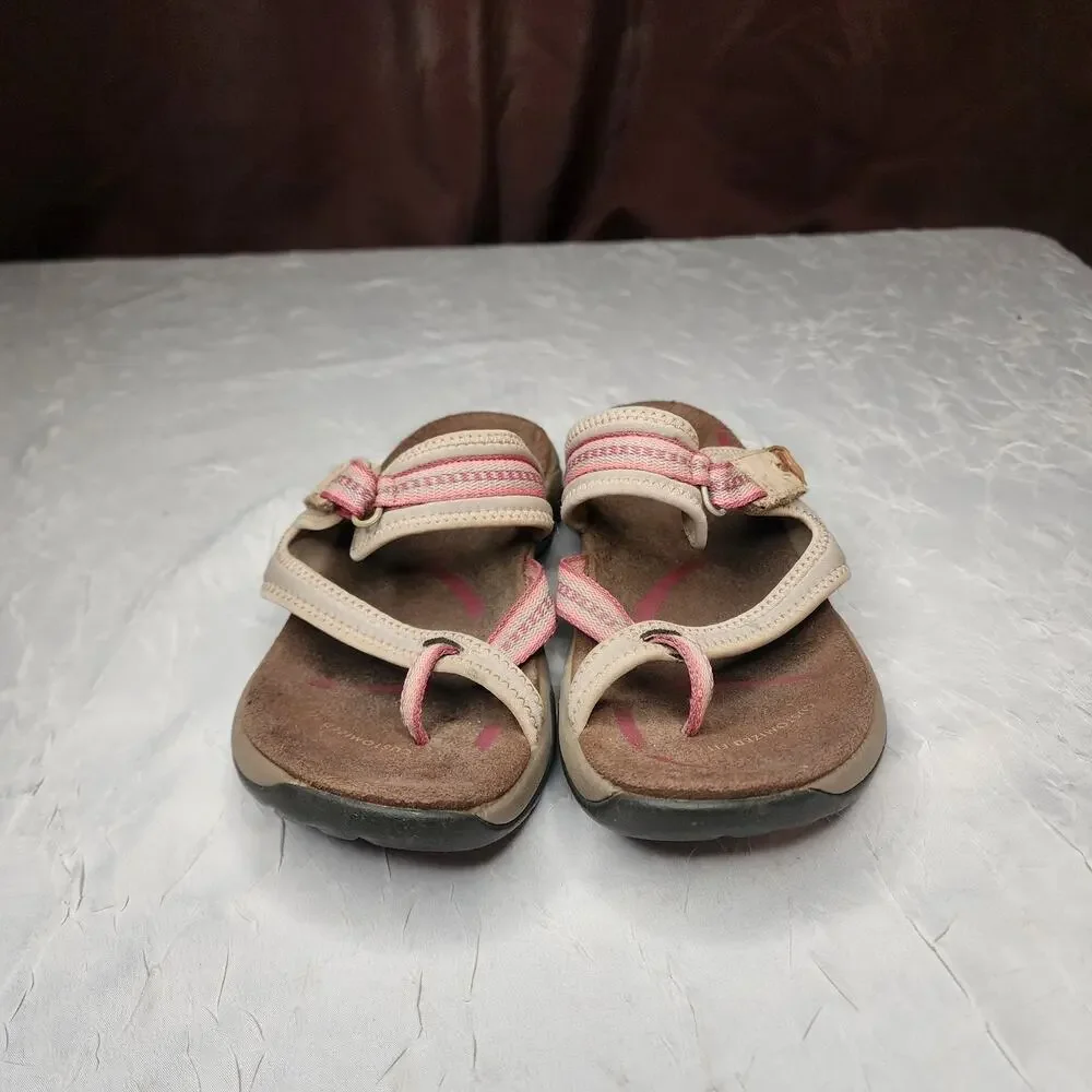 Abeo Womens Topanga Sandals Size 8 Gray Pink Comfort Strappy Beach - Picture 2 of 5